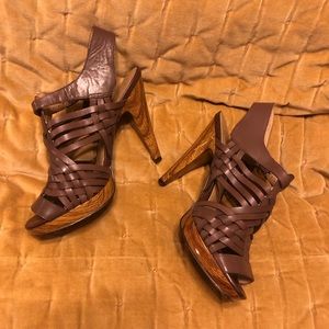 Brown Woven Heels